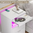 thumbnail image 3 of ADORNEVE Nightstand with Wireless Charging Station and 2 Drawers, Bedside Table with LED Lights, White, 3 of 9