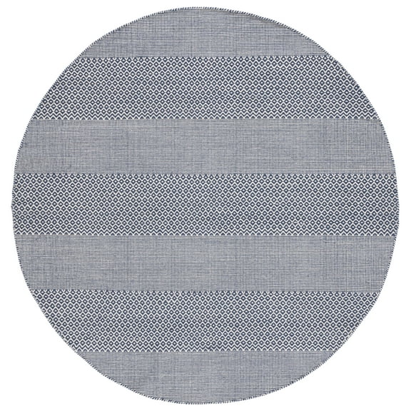 SAFAVIEH Montauk Karlene Geometric Cotton Area Rug, Ivory/Navy, 10' x 10' Round