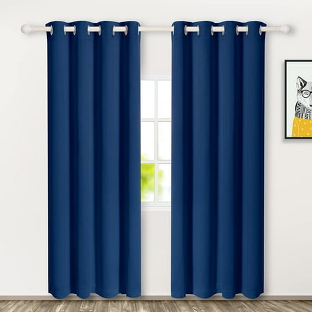 Blackout Curtains Thermal Insulated Light Blocking And Noise Reducing Grommet Curtain Ds To Darken The Bedroom Living Room Set Of 2 Panels W52 X L63 Inch Sapphire Blue Canada Blackout Curtains Thermal Insulated, Difference Between Light Blocking And Blackout Curtains