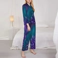 thumbnail image 4 of Bingfone Womens Pajama Sets Purple And Green Glitter Print,Long Sleeve Loungewear Pajamas Set-Medium, 4 of 9