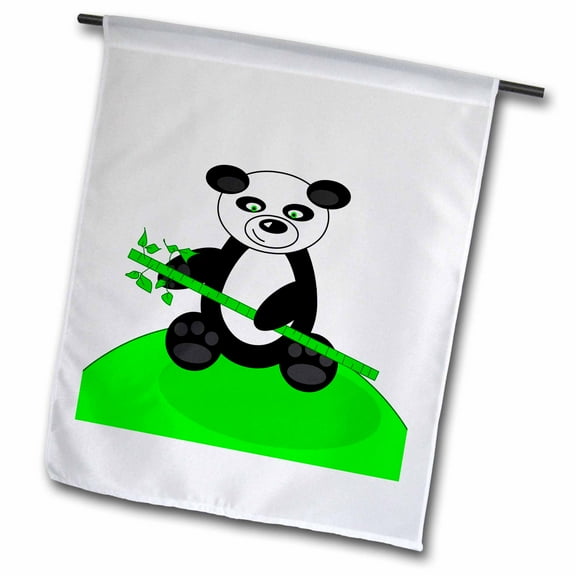 3dRose, Happy Panda Bear with Bamboo , 12 x 18 inch Garden Flag