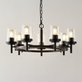 thumbnail image 4 of SAFAVIEH Vancouver 7-Light LED Black Iron Pendant Light with Clear Shade, 4 of 7