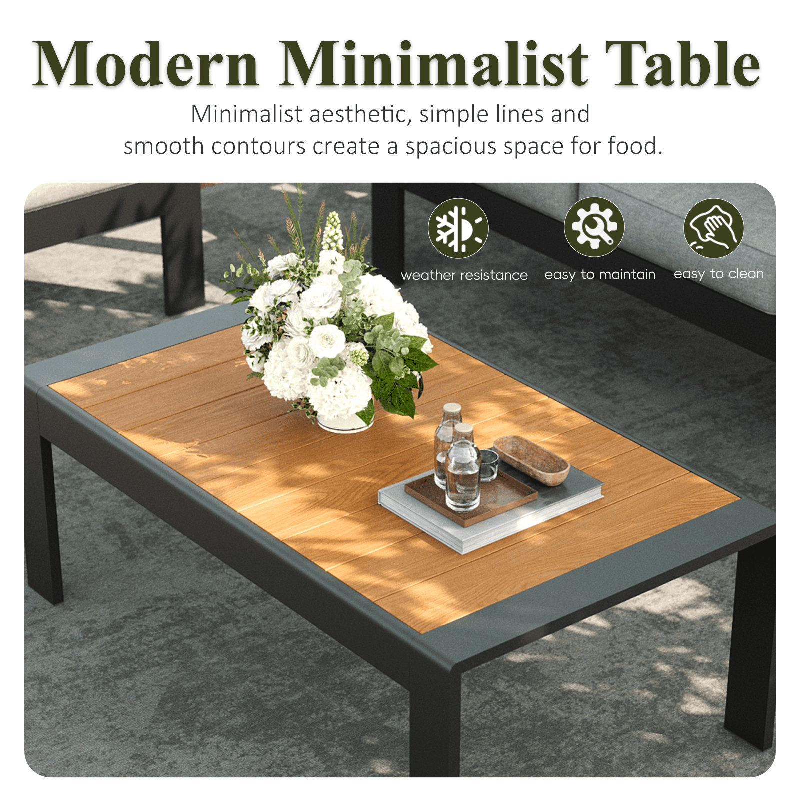 LayinSun Outdoor Aluminum Furniture Set with Coffee Table, Modern Patio Conversation Sets for Porch, Backyard