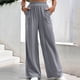 thumbnail image 4 of Gibobby pantalones de mujer de vestir Pantalones casuales deportivos holgados de pierna recta Pantalones anchos de color sólido de talle medio (Gris, M), 4 of 5