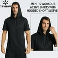 thumbnail image 2 of LNFINTDO Men's Workout Shirts Hooded Quick Dry Short Sleeve for Muscle Gym Exercise Sports Running Cycling Basketball, 2 of 6