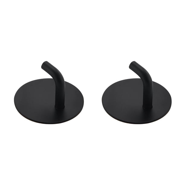 Cateissary Colgador de pared de acero inoxidable para sala de estar, baño, cocina, toalla, sombrero, paraguas, gancho de almacenamiento sin Negro 2Conjunto