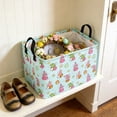 thumbnail image 5 of JeashCHAT Easter Storage Basket, Rectangular Fabric Storage Bin, Easter Bunny Egg Pattern Storage Box with Handles, Gift Basket, Toy Organizer Bin, 15"x10.23"x9.84", Blue, 5 of 6