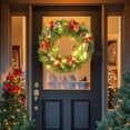 thumbnail image 2 of Surpdew Christmas Wreaths For Front Door, Christmas Wreath With Lights Cotton Berries Cones Pine Needles, Christmas Door Wreath For Home Door Wall Party Christmas Decorations C-With Light 16Inch, 2 of 6