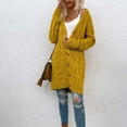 thumbnail image 6 of Olyvenn Stylish 2023 Trendy Women Casual Knits Long Sleeve Sweater Coat Solid Color 2023 Trendy Women's Button Cardigan Curved Hem Open Front Knit Sweater Cardigans Yellow 4, 6 of 9