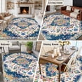 thumbnail image 6 of Boho Tribal Washable Area Rug 5 x 7 ft Retro Style Flowers , Soft Non Slip Rugs Stain Repellent Indoor Felt Carpet for Living Dining Room Bedroom Home Office, 6 of 9