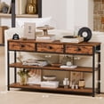 thumbnail image 3 of Satifur 47" Entryway Table with 3 Fabric Drawers, Console Table Metal Frame Sofa Table with 2 Shelves for Living Room and Hallway,Brown, 3 of 6