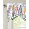 thumbnail image 3 of Tie Up Valance Curtain for Kitchen,Spring Tulip Flower Rod Pocket Short Curtains Adjustable Tie-Up Shade Valances,Botanical Plant Window Treatment for Bathroom Living Room Bedroom, 3 of 8