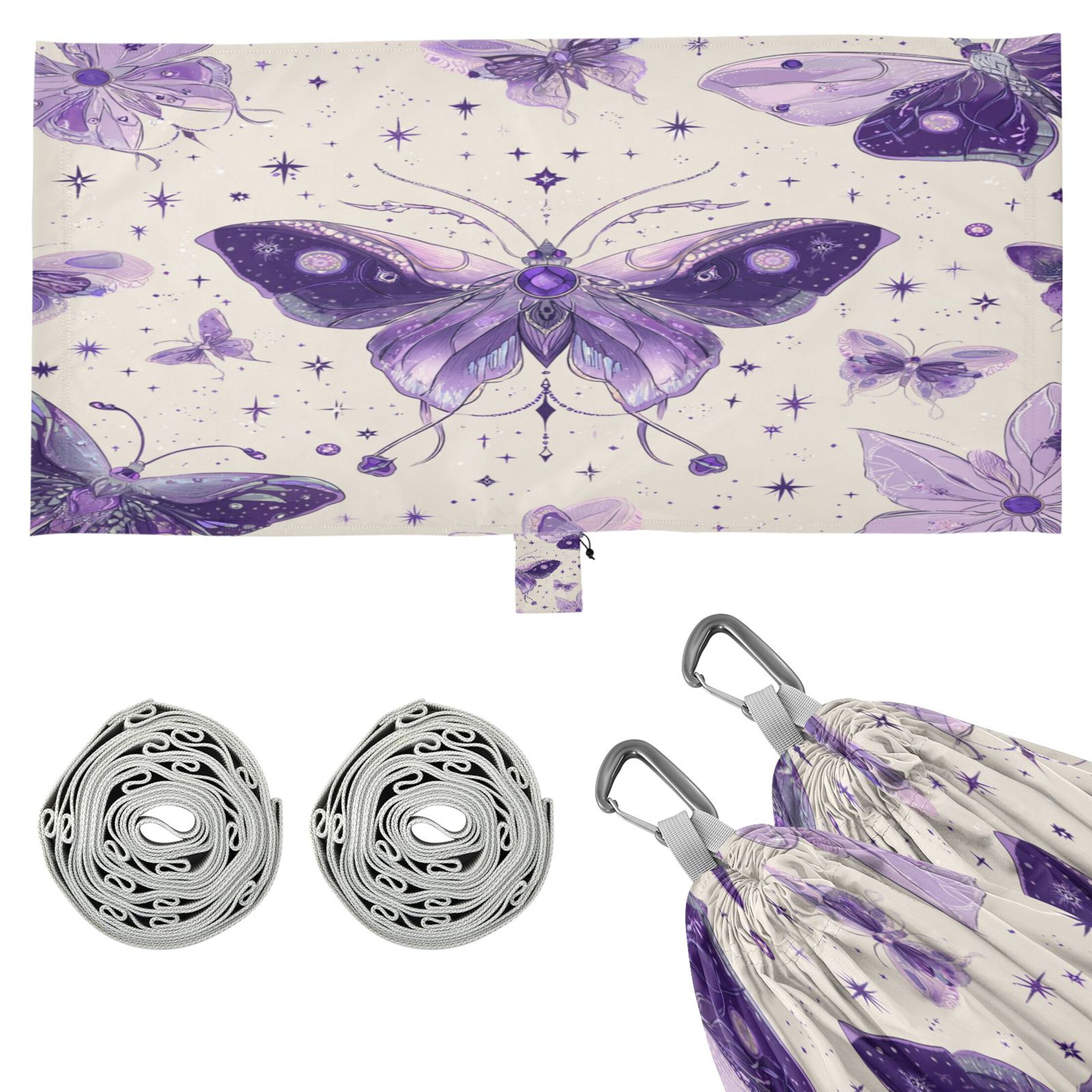 Hammock Camping Hammock Nylon Portable Hammock Travel Camping Hammock Beautiful Purple Butterflies