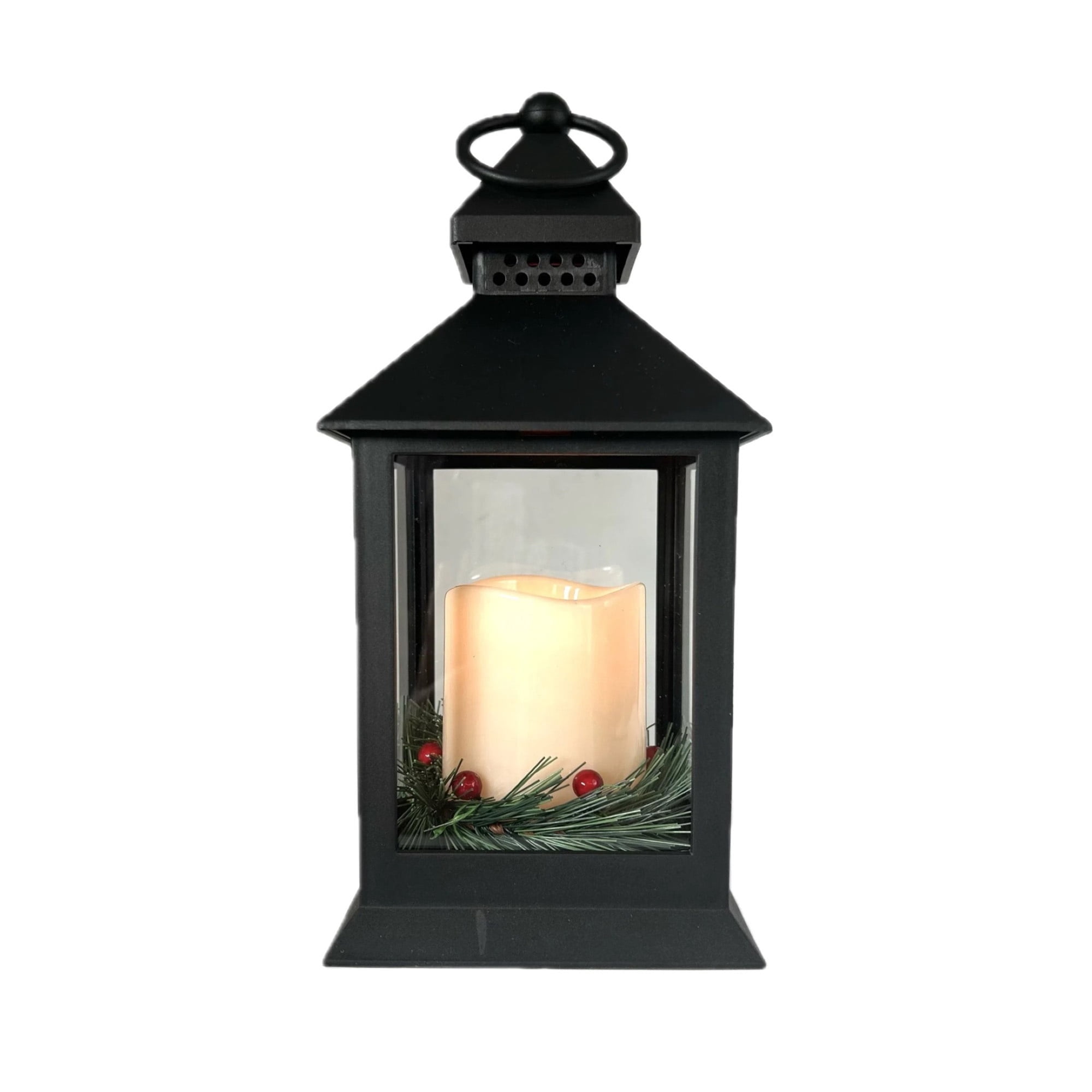 Light-Up Flameless Candle Lantern Christmas Decoration, Black, 9", by Holiday Time