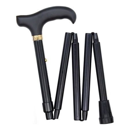 Royal RC Canes Black Mini Compact Adjustable Folding Walking Cane with Zipper Bag – Lightweight Aluminum Cane for Travel – Adjustable Height 33"-36" – Portable Walking Cane for Men and Women