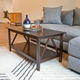 thumbnail image 6 of Sunnydaze Rectangular Solid Pine Wood Coffee Table with Storage Shelf, Dark Brown, 6 of 14