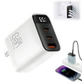 thumbnail image 2 of White 65W 3 In 1 Gan Fast Charger With 2 Type C And Usb Ports For Phone Tablet Laptop Portable Wall Adapter, 2 of 8