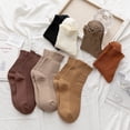 thumbnail image 3 of XmhyTop Calcetines femeninos, calcetines de algodón, calcetines apilables, talla media, 4 pares, café, 3 of 5