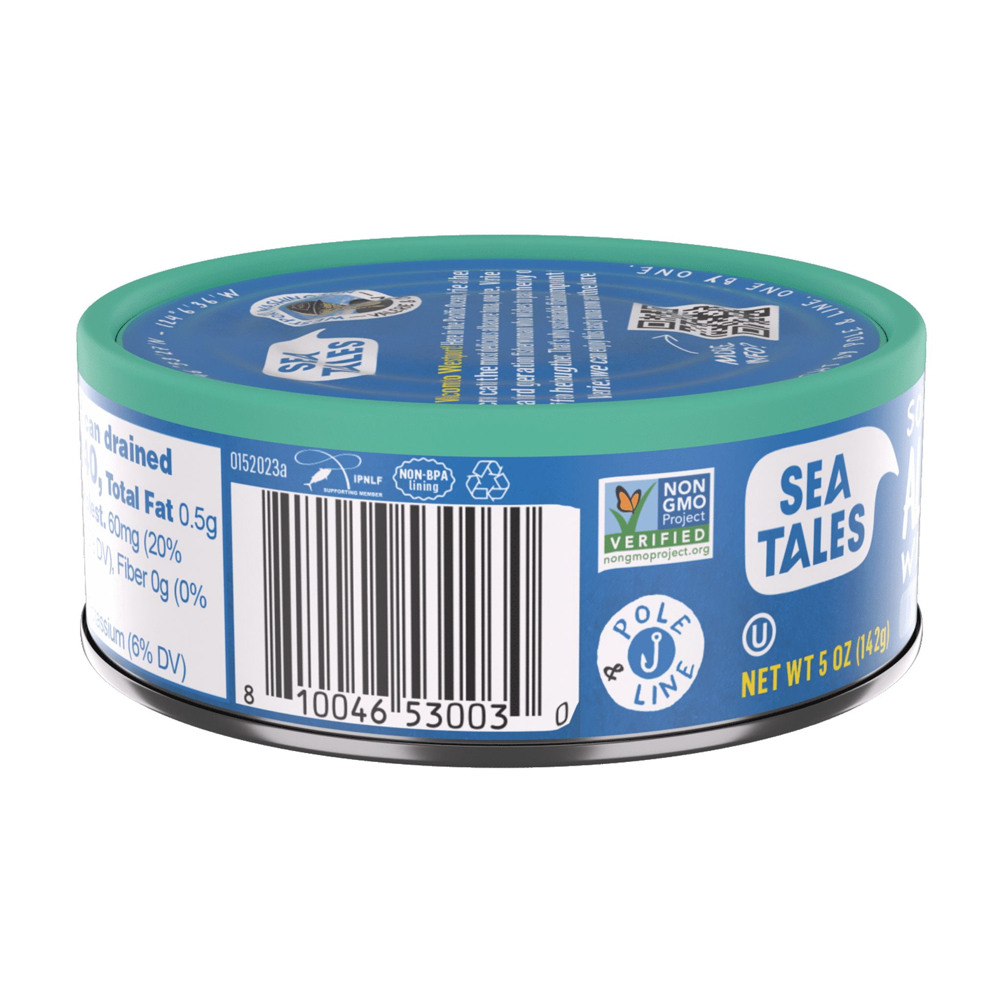Sea Tales MSC Wild Caught Albacore Tuna in Water No Salt Added, 5 oz Can