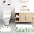 thumbnail image 4 of Wehilion Green Leaves Shower Curtain Sets with Non-Slip Rug 4PCS, Toilet Lid Cover and Bath Mat, Plant Leaves Shower Curtain Sets with 12 Hooks, Shower Curtain for Bathroom Set Decor, 4 of 7