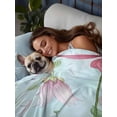 thumbnail image 3 of Blue Pink Green Floral Full Size Flat Sheet, Wrinkleproof & Fadeproof Cooling Flat Bed Sheet Only, Seasonal Botanical Blooms Breathable Soft Bedding Top Sheets 81 x 96 Inches, 3 of 8