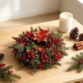 thumbnail image 5 of BUTASY Christmas Wreath Christmas Rattan Wreath Decoration Artificial Poinsettia Pines Branches And Berries Door Hanging Wall Decoration Holiday Decorative Wreath, 5 of 6