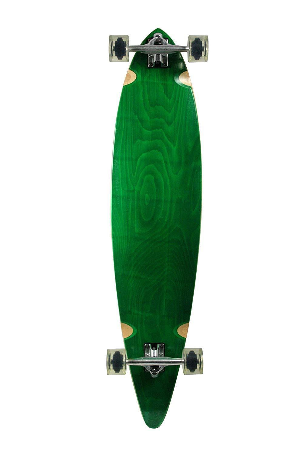 SCSK8 Natural Blank & Green Stained Assembled Complete Longboard Skateboard