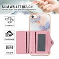 thumbnail image 3 of For iPhone 7 / 8 / SE 2022 & 2020 Marble Patterned Case with Card Holder, Back Folio Kickstand PU Leather + Soft Crystal Bumper Edge, Magnetic Clasp Back Cover,Marble #1, 3 of 6