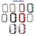 thumbnail image 3 of Moda Slim PC duro caso de cubierta completa de vidrio templado Protector de pantalla caso para For Apple Watch iwatch Series 6 SE 5 4 3 2 1 44mm 40mm 42mm 38mm Series 7 41mm full case cover, 3 of 4