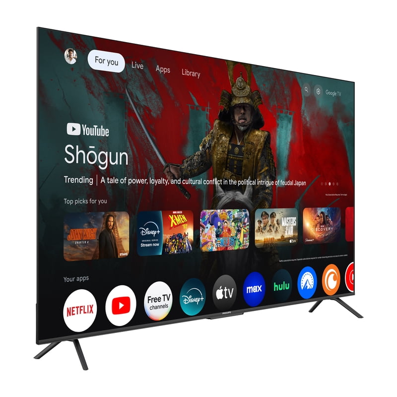 Philips 85" Class 4K Ultra HD (2160p) Google Smart LED TV (85PUL7555/F7) front and back view