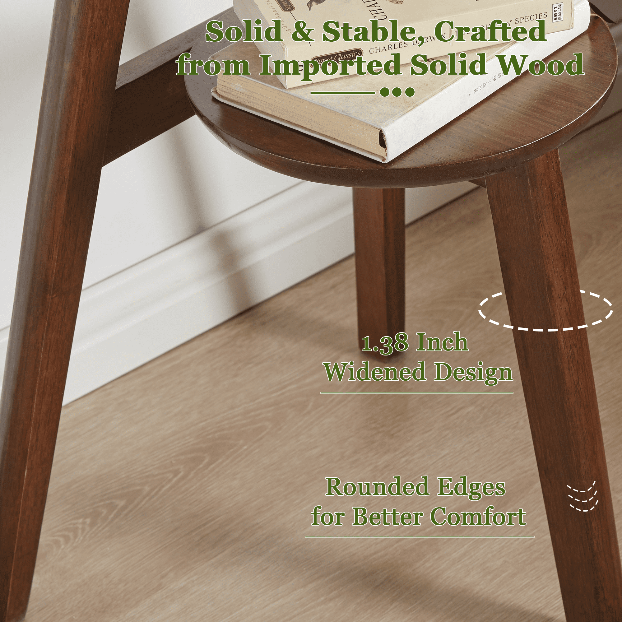 Leumius 2-Tier Wood Round Side Table,End Table,Nightstand with Lower Storage Shelf,Living Room/Bedroom,Walnut