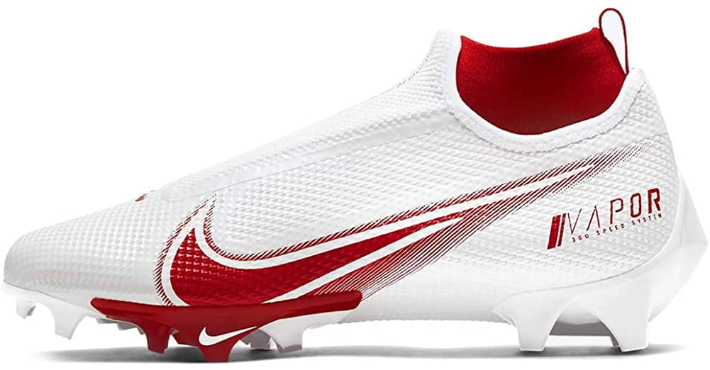red and white football cleats