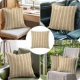 thumbnail image 4 of Throw Pillow Covers 26x26 Inch, Vintage Tan Striped Decorative Pillow Cases for Couch Sofa Bed, Rustic Minimalist Vertical Stripes Cotton Linen Square Home Decor Pillowcases with Hidden Zipper, 4 of 9