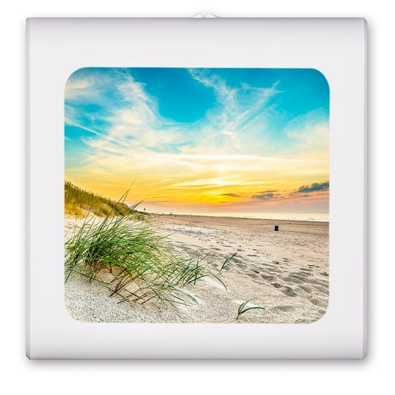 Plug in Dimmable LED Night Light with Dusk to Dawn Auto Sensor, Adjustable Brightness, Warm Light, Auto On/Off Nightlight for Bathroom, Hallway, Nursery, Bedrooms - Grass and the Beach Sand