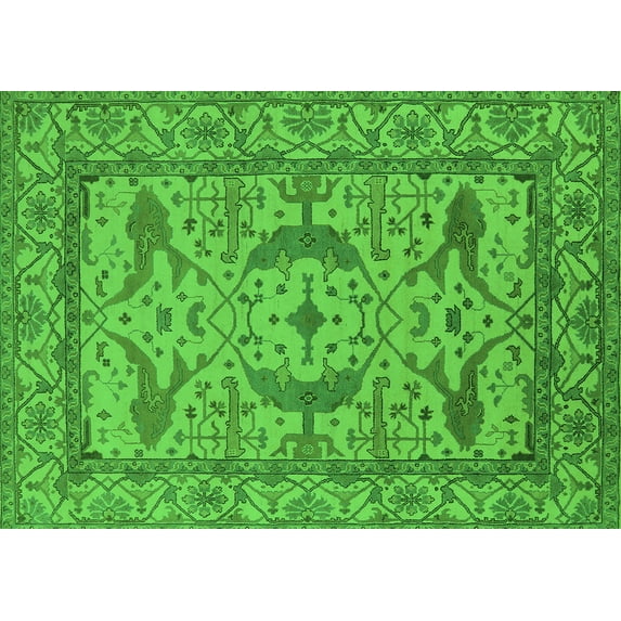 Ahgly Company Indoor Rectangle Oriental Green Industrial Area Rugs, 2' x 5'