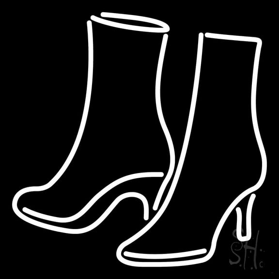 Pair Of Boots LED Neon Sign 24 x 24 - inches, Black Square Cut Acrylic Backing, with Dimmer - Bright and Premium built indoor LED Neon Sign for store interior Décor, Storefront.