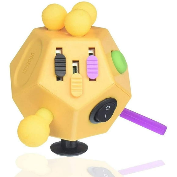 Jouets Sensoriels Anti-Stress, Cube Anti-Stress à 12 Côtés, Cubes Dodécagone Anti-Stress pour Soulager le Stress et l'Anxiété, la Dépression, Anti pour Enfants et Adultes avec TDA, TDAH, TOC, Autisme (Jaune)