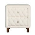 thumbnail image 5 of Velvet Upholstered Nightstand with 2 Drawers, Modern Bedside Table with 4 Wood Legs and 2 Button Tufted Drawer Doors, Storage Table for Living Room Bedroom, Space Saving, Beige, 20" x 16" x 23.6", 5 of 7