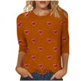 thumbnail image 2 of Luxalzxs Womens Tops 3/4 Sleeve Shirts Round Neck Loose Casual Blouses Plus Size Summer Valentines Heart Graphic Print Tshirts, 2 of 5