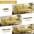 thumbnail image 3 of SYNGAR Convertible Sleeper Sofa Bed, Memory Foam Velvet Upholstered Futon Sofa Bed, Modern Sofa Bed for Small Space, Single Recliner with 2 Adjustable Backrest for Bedroom Apartment, Yellow, 3 of 7