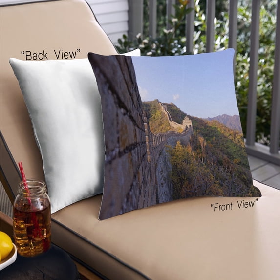 Ahgly Company Sites Great Wall of China Outdoor Throw Pillow, 18 inch by 18 inch