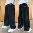 thumbnail image 7 of TOWED22 Boys Baggy Jeans Straight Wide Leg Cargo Jeans Casual Elastic Waist Loose Fit Denim Pants Y2K Streetwear with Pockets(Black,4- Y), 7 of 7