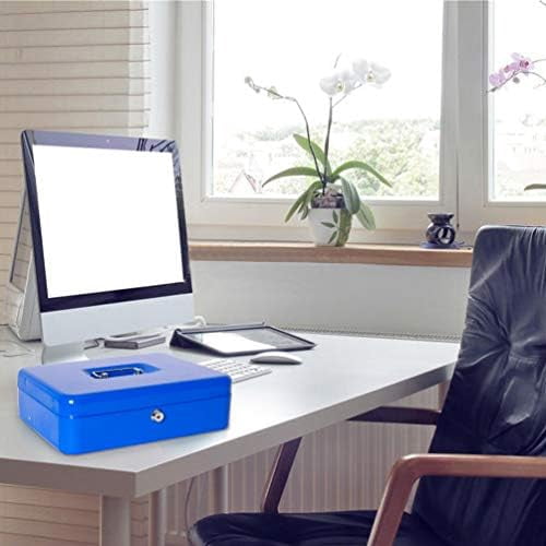Locking Large Metal Cash Box with Money Tray, Lock Money Box with Key, Blue, CB00513XL