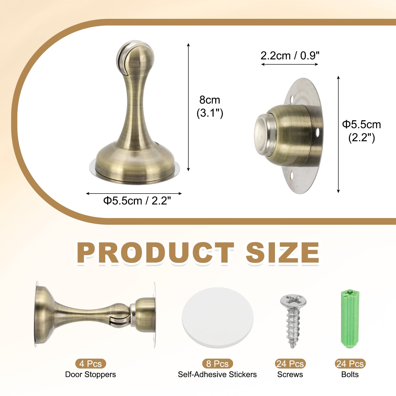 Magnetic Door Stoppers Stainless Steel Door Stops Wall Floor Mounted Doors Holder Bronze, 4 Pack