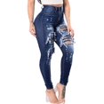 thumbnail image 3 of PENGXIANG Women Slim Washed Ripped Hole Gradient Long Jeans Denim Sexy Regular Pants, 3 of 4