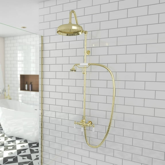 Mason Hill Collection Exposed Porcleain Handle Shower Set with Handshower