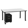 thumbnail image 3 of Regency Kee 66 x 24 in. Mobile Desk with Storage- White Top, Black Legs, 3 of 7
