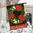 thumbnail image 3 of Poinsettia Welcome Wreath House Flag Christmas Double Sided Holiday 28" x 40", 3 of 3