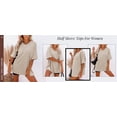 thumbnail image 4 of Langwyqu Women's Oversized T Shirts Tees Half Sleeve V Neck Comfy Tops, 4 of 5