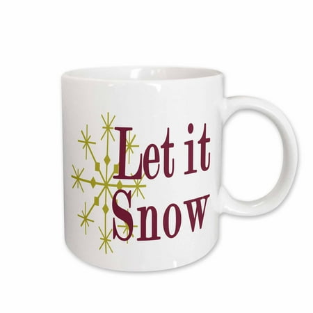 

3dRose Let It Snow In Pink With A Yellow Snowflake Ceramic Mug 11-ounce